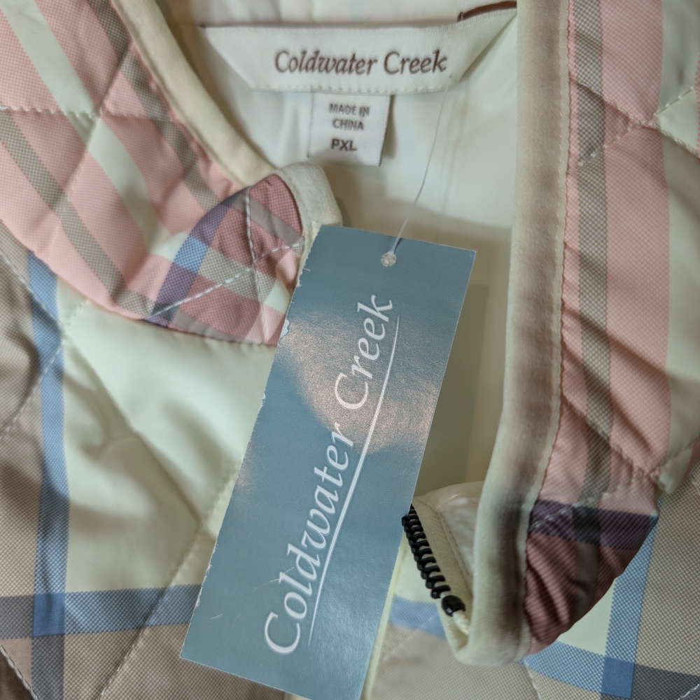 Coldwater Creek Pink and Blue Plaid Vest Size PXL - Picture 5 of 9
